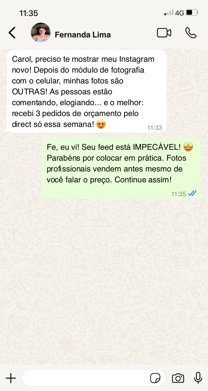 Print de depoimento de aluna no WhatsApp 7